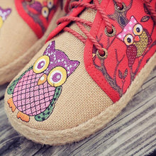 Load image into Gallery viewer, Pattern Owl Cute Colorful Cloth Lace Up Shoes
