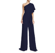 Load image into Gallery viewer, Solid Color One Shoulder Wide Leg Pants Jumpsuit
