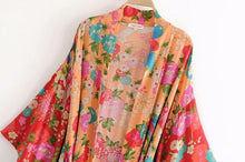 Load image into Gallery viewer, Bohemian Flower Print Kimono Tie Shawl
