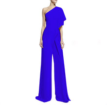 Load image into Gallery viewer, Solid Color One Shoulder Wide Leg Pants Jumpsuit
