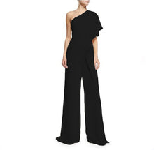 Load image into Gallery viewer, Solid Color One Shoulder Wide Leg Pants Jumpsuit
