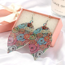 Load image into Gallery viewer, Hollow Leaf Print Metal colorful Earrings
