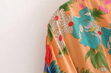 Load image into Gallery viewer, Bohemian Flower Print Kimono Tie Shawl
