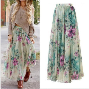 Boho Floral Summer Chiffon Beach Skirts