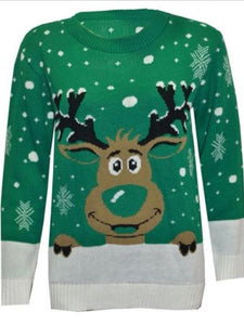 Personality printed Xmas lovely elk long sleeve Xmas free size sweater