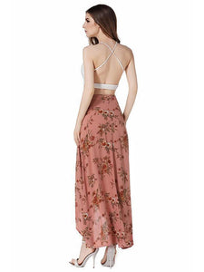 Flower High Waist Split Beach Maxi Skirt