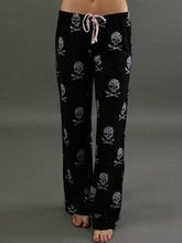 Load image into Gallery viewer, New Pants Women Lady Causal Daily High Waist  Skull Print Wide Calf Length Long Leg Pants
