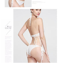 Load image into Gallery viewer, Sexy White Shell Split Swimsuit Hand Crocheted Bikini Set
