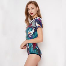 Load image into Gallery viewer, Connected Surfing Suit Short Sleeve Women Swimming Suit Hot Spring Swimming Suit
