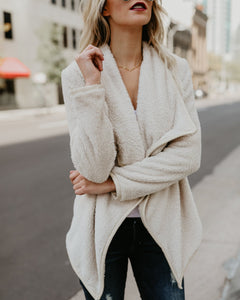 Women Winter Warm Fluffy Solid Color Long Sleeve Outwear