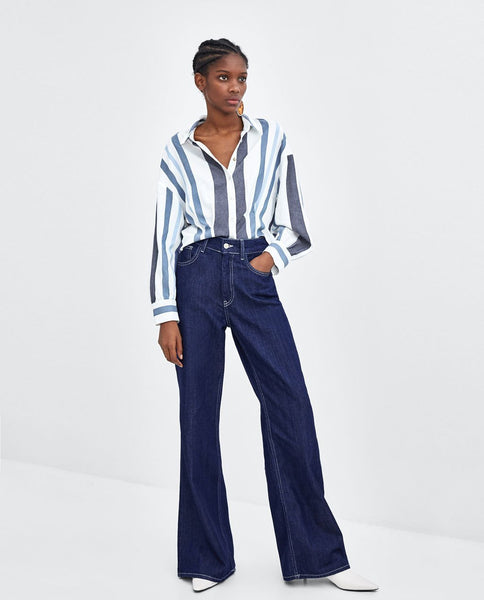 Autumn Stripe Long Sleeve T Shirt Blouse