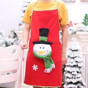 Holiday Santa Snowman Kitchen Cooking Red Christmas Apron