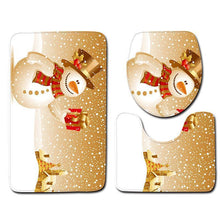 Load image into Gallery viewer, Christmas Snowman Pattern Three-Piece Bathroom Carpet
