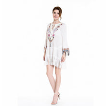 Load image into Gallery viewer, Embroidered Flared Sleeves Tassel Mini Dress
