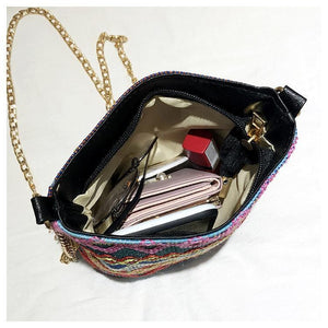 Bohemian National Style Weaving Tassel Bucket Bag Shoulder Bag Crossbody Bag