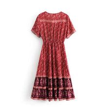 Load image into Gallery viewer, Print V Neck Short Sleeve Bohemia Dress

