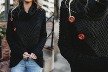 Load image into Gallery viewer, Turtleneck Cardigan Solid Color Button Irregular Sweater
