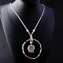 Load image into Gallery viewer, Bohemian Wind Velvet Rope Infinite Ring Large Conch Sweater Chain Shell Leather Ring Necklace
