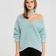 Load image into Gallery viewer, Sexy Off The Shoulder Imitation Mane Loose Lazy Sweater
