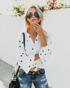 Polka Dot Puff Sleeve Tops Shirt Blouse