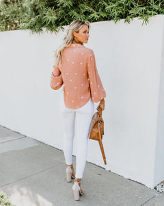 Polka Dot Puff Sleeve Tops Shirt Blouse