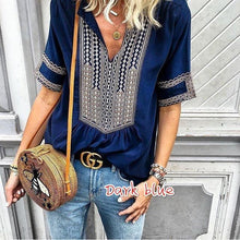 Load image into Gallery viewer, Ethnic Style Plus Size V-Neck Casual T-Shirt

