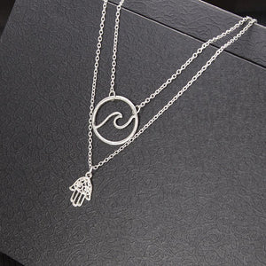 Fashion Alloy Palm Wave Multi-layer Necklace