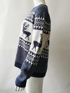 Autumn And Winter New Christmas Geometry Elk Jacquard Sweater
