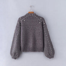 Load image into Gallery viewer, Bead Lantern Sleeve Knitted Sweater Pullover
