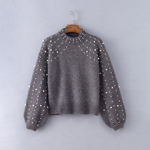 Load image into Gallery viewer, Bead Lantern Sleeve Knitted Sweater Pullover
