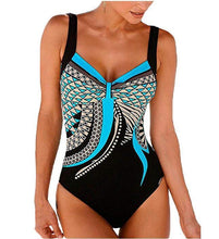 Load image into Gallery viewer, Swimwear sling retro printed ladies jumpsuit sexy backless swimsuit.
