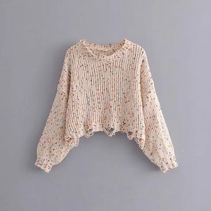 Autumn And Winter New Color Broken Irregular Loose Bat Sleeve Jumper