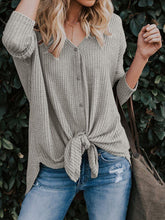 Load image into Gallery viewer, Knit V Neck Long Sleeve Solid Color Top Blouse
