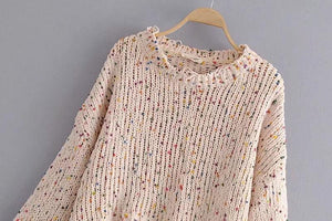 Autumn And Winter New Color Broken Irregular Loose Bat Sleeve Jumper