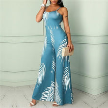 Load image into Gallery viewer, Spaghetti-Strap Floral Jumpsuit Sexy High Waist Jumpsuit
