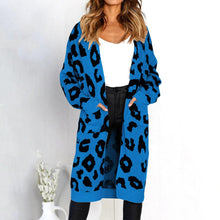 Load image into Gallery viewer, Long Sleeve Leopard Knit Loose Pocket Long Cardigan Coat
