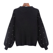 Load image into Gallery viewer, Casual Autumn Turtleneck Beading Knitted Pearl Pullover
