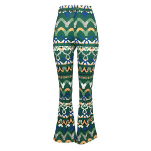 Yt3073 Fashionable Floral Print Green Leisure Pants Women's Printed Micro Trumpet Trousers