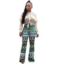 Load image into Gallery viewer, Yt3073 Fashionable Floral Print Green Leisure Pants Women&#39;s Printed Micro Trumpet Trousers
