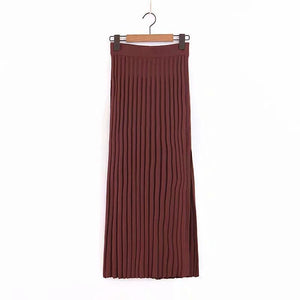 Knit High Waist Split Maxi Skirt