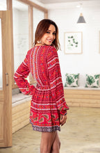 Load image into Gallery viewer, Bohemia Long Sleeve V-neck Floral Tassel Mini Dress
