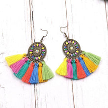 Load image into Gallery viewer, Vintage Colorful Tassel Dream Catcher Earrings Jewelry
