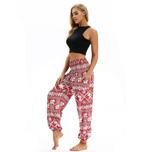 Square Elephant Pattern Digital Printing Yoga Pants Loose Women's Sports Lantern Pants Belly Dance Casual Yoga Pants 3