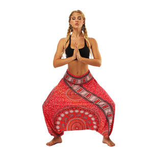 National Wind Style Digital Print Loose Women's Fitness Yoga Pants Leisure Lantern Yoga Pants