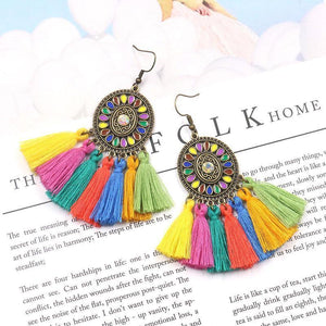 Vintage Colorful Tassel Dream Catcher Earrings Jewelry