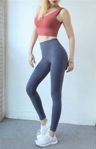 New European and American hip fitness pants Female high waist peach hip running tight feet sports yoga pants