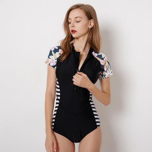 Siamese Surf Suit Short Sleeve Female Swimsuit