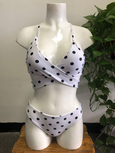 Split Dot Print Swimsuit Sexy Cross Strap Bikini