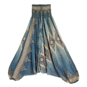 Women's Summer Cotton Silk Rayon Casual Yoga Pants Beach Folk Style Jumpsuit Pants Casual Pants