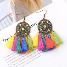 Load image into Gallery viewer, Vintage Colorful Tassel Dream Catcher Earrings Jewelry
